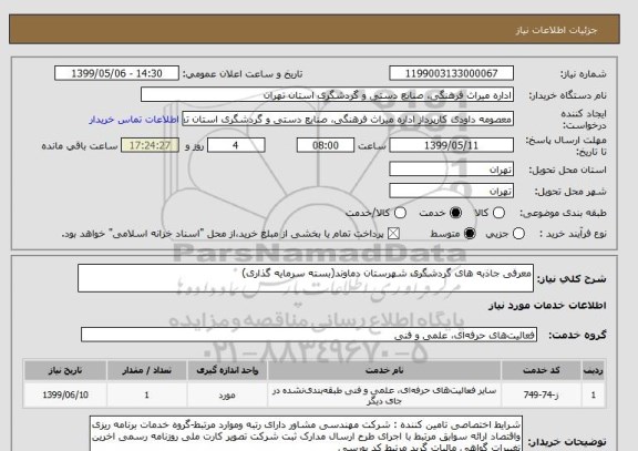 استعلام معرفی جاذبه های گردشگری شهرستان دماوند(بسته سرمایه گذاری)