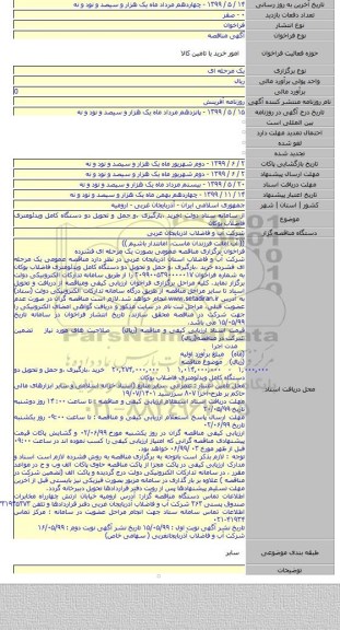 از سامانه ستاد دولت :خرید ،بارگیری ،و حمل و تحویل دو دستگاه کامل ویدئومتری فاضلاب بوکان