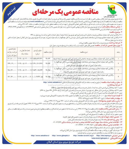 مناقصه عمومی , مناقصه  واگذاری اجرای کلیه عملیات سفتکاری و توسعه ساختمان اداری مشترکین  و...نوبت دوم 