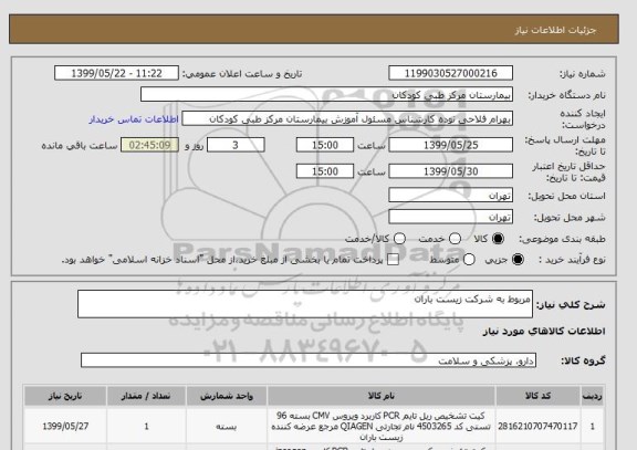 استعلام مربوط به شرکت زیست باران