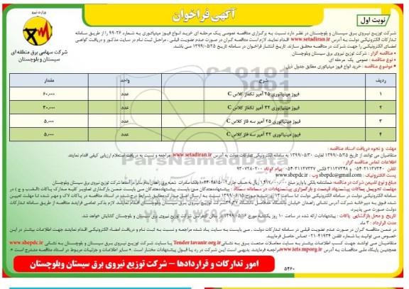 فراخوان فیوز مینیاتوری 25 آمپر تکفاز کلاس c