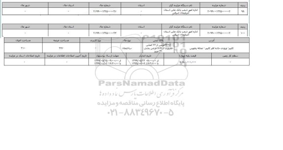 آگهی مزایده،   مزایده ساختمان عرصه 264 متر 