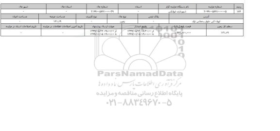 مزایده   مزایده زمین عرصه 141.69 متر 