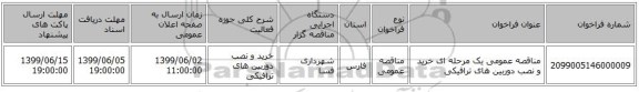 مناقصه عمومی یک مرحله ای خرید و نصب دوربین های ترافیکی 