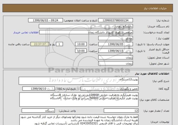 استعلام یونیت12دستگاه