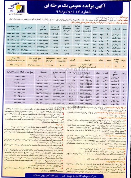 آگهی مزایده عمومی , مزایده پیش فروش 7 واحد مسکونی ، واگذاری یک واحد ویلایی ...