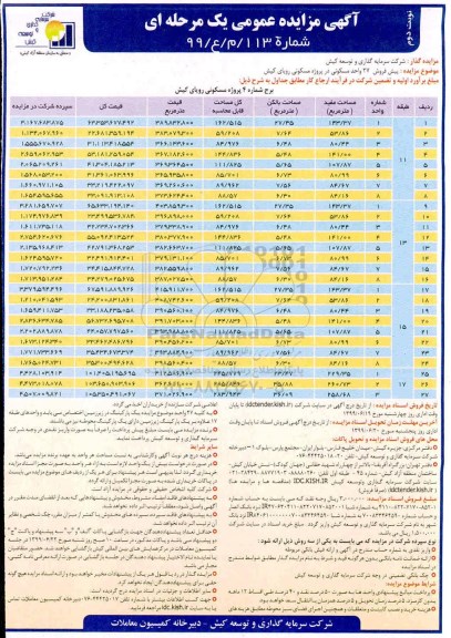 مزایده، مزایده پیش فروش 27 واحد مسکونی نوبت دوم