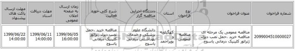 مناقصه عمومی یک مرحله ای  مناقصه خرید ،حمل نصب دیزل ژنراتور کلینیک درمانی یاسوج