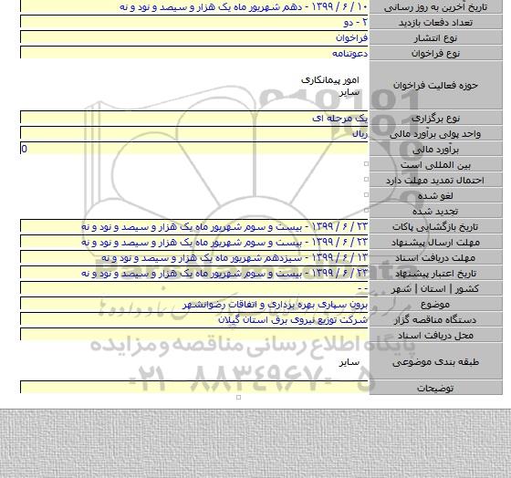 برون سپاری بهره برداری و اتفاقات رضوانشهر