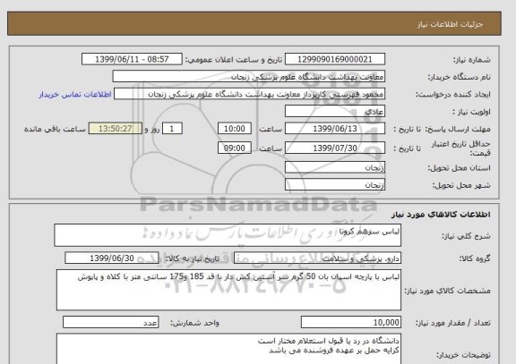 استعلام لباس سرهم کرونا