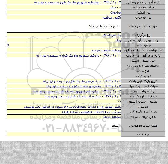 تامین تعویض و راه اندازی کنتورهایخرید و فرسوده در مناطق تحت پوشش