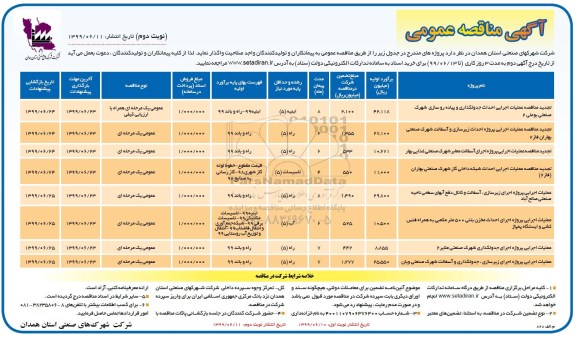 مناقصه ، مناقصه عملیات اجرایی احداث جدولگذاری و پیاده روسازی شهرک... نوبت دوم 