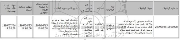 مناقصه، مناقصه عمومی یک مرحله ای واگذاری امور حمل و نقل, سامانه تدارکات الکترونیکی دولت 