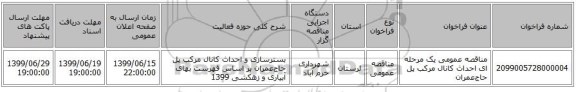 مناقصه عمومی یک مرحله ای احداث کانال مرکب پل حاج‌عمران