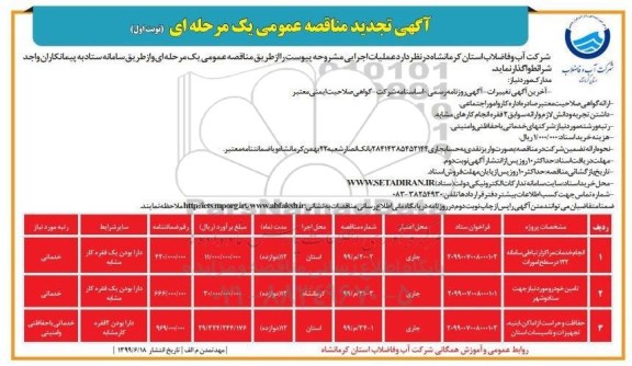 آگهی تجدید مناقصه عمومی ,تجدید مناقصه انجام خدمات مراکز ارتباطی سامانه 122 در سطح امورات و ...