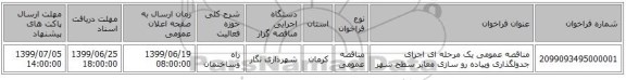 مناقصه عمومی یک مرحله ای اجرای جدولگذاری وپیاده رو سازی معابر سطح شهر