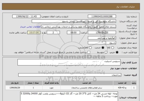 استعلام سرویس اسپلیت