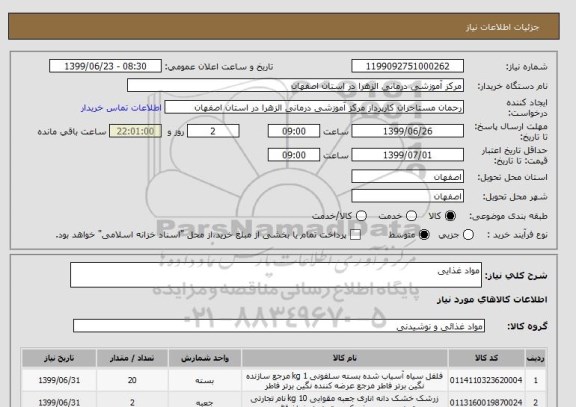 استعلام مواد غذایی