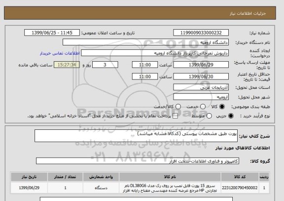 استعلام پورت طبق مشخصات پیوستی (کدکالا مشابه میباشد)