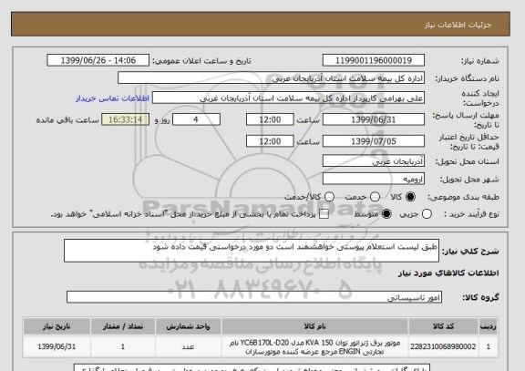 استعلام طبق لیست استعلام پیوستی خواهشمند است دو مورد درخواستی قیمت داده شود