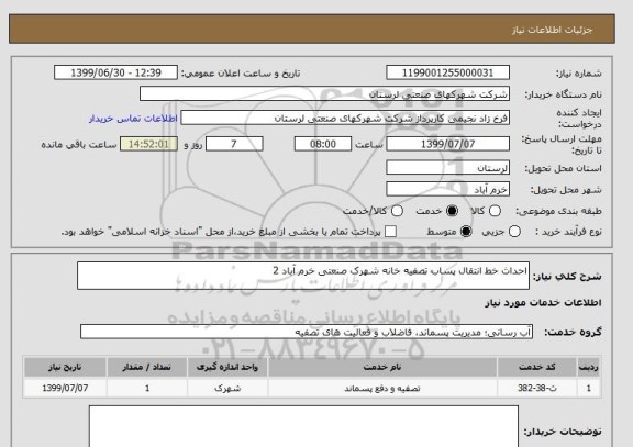 استعلام احداث خط انتقال پساب تصفیه خانه شهرک صنعتی خرم آباد 2