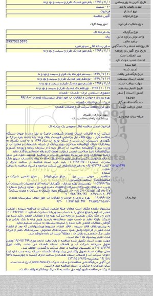 بهره برداری و حوادث و اتفاقات آب امور آبفای شهرستان همدان۱-۹۹/۱۸۰