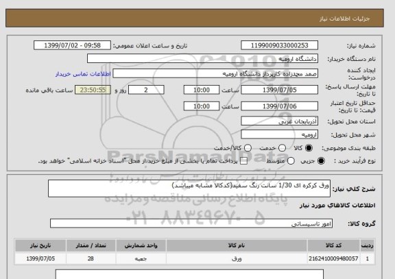 استعلام ورق کرکره ای 1/30 سانت رنگ سفید(کدکالا مشابه میباشد)