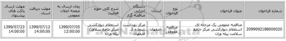 مناقصه عمومی یک مرحله ای استعلام دیوارکشی مرکز جامع سلامت پیله وران