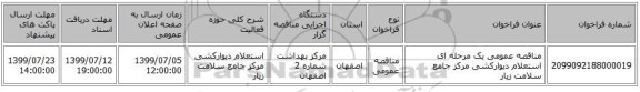 مناقصه عمومی یک مرحله ای استعلام دیوارکشی مرکز جامع سلامت زیار