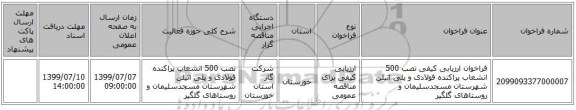 فراخوان ارزیابی کیفی نصب 500 انشعاب پراکنده فولادی و پلی اتیلن شهرستان مسجدسلیمان و روستاهای گلگیر