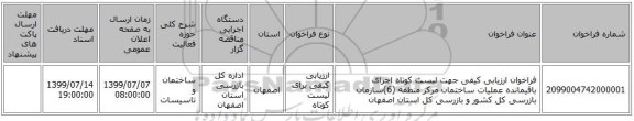 فراخوان ارزیابی کیفی جهت لیست کوتاه اجرای باقیمانده عملیات ساختمان مرکز منطقه (6)سازمان بازرسی کل کشور و بازرسی کل استان اصفهان