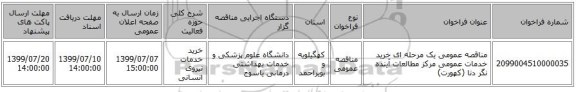 مناقصه عمومی یک مرحله ای خرید خدمات عمومی مرکز مطالعات آینده نگر دنا (کهورت) 