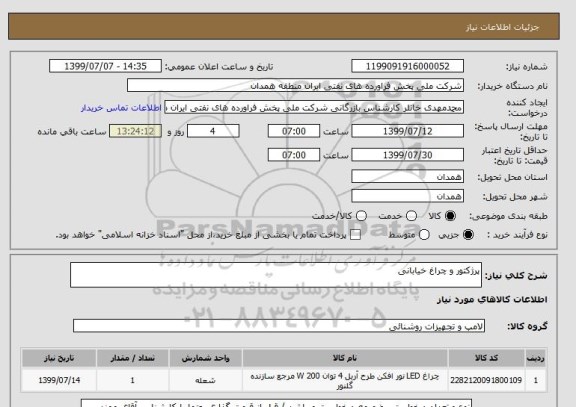 استعلام پرژکتور و چراغ خیابانی