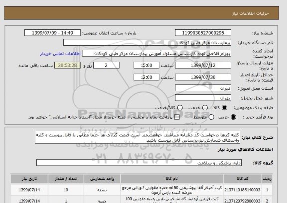 استعلام کلیه کدها درخواست کد مشابه میباشد. خواهشمند است قیمت گذاری ها حتما مطابق با فایل پیوست و کلیه واحدهای شمارش نیز براساس فایل پیوست باشد