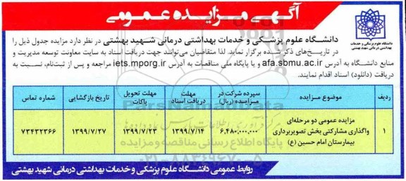 مزایده عمومی, مزایده واگذاری مشارکتی بخش تصویربرداری