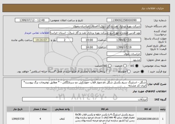 استعلام شگل - اسلینگ سیم بکسل شگل دار چهار قلاب -مهارکش دو سرچنگکی - * مطابق توضیحات برگ پیوست* ایران کد مشابه