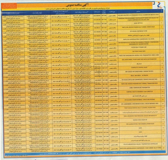 مناقصه، مناقصه GAS AND LIQUEFIED GAS STANDARDS FOR GC ....