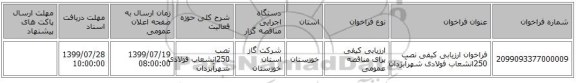 فراخوان ارزیابی کیفی نصب 250انشعاب فولادی شهرآبژدان