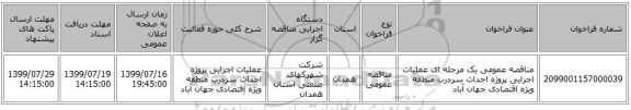 مناقصه عمومی یک مرحله ای عملیات اجرایی  پروژه احداث سردرب منطقه ویژه اقتصادی جهان آباد