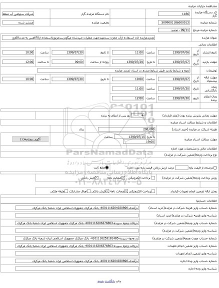 تجدیدمزایده اذن استفاده ازآب مخزن سدنهندجهت عملیات صیدشاه میگودرسدمزبوربااستفاده از70قفس به مدت60روز