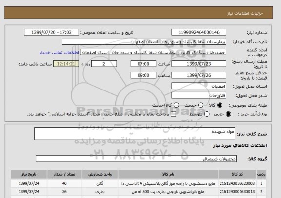 استعلام مواد شوینده