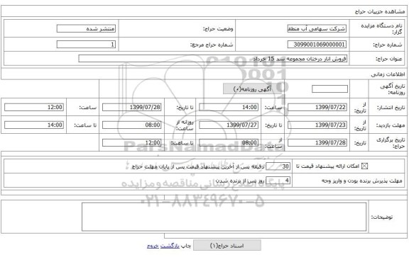 فروش انار درختان مجموعه سد 15 خرداد