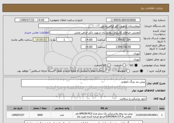 استعلام پیش بند بزرگ نایلونی