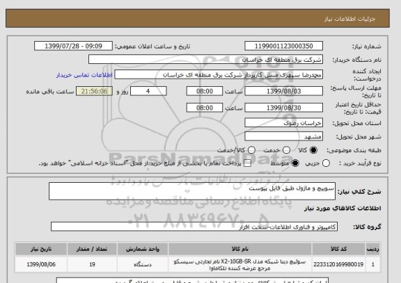 استعلام سوییچ و ماژول طبق فایل پیوست 