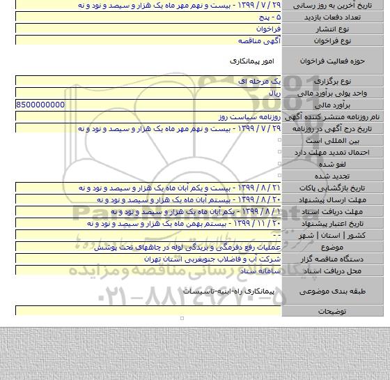 عملیات رفع دفرمگی و بریدگی لوله در چاههای تحت پوشش