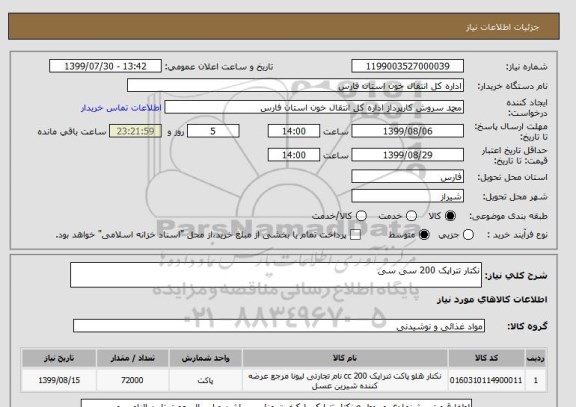 استعلام نکتار تتراپک 200 سی سی