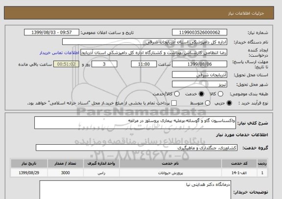 استعلام واکسناسیون گاو و گوساته برعلیه بیماری بروسلوز در مراغه