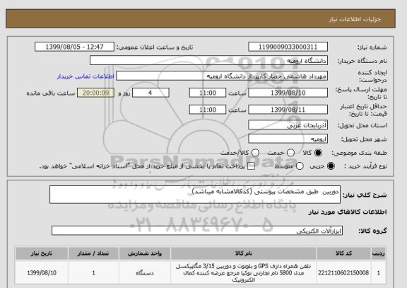 استعلام دوربین  طبق مشخصات پیوستی (کدکالامشابه میباشد)