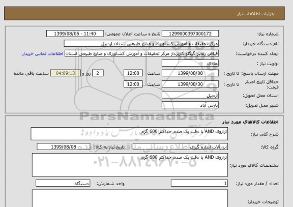 استعلام ترازوی AND با دقت یک صدم حداکثر 600 گرم