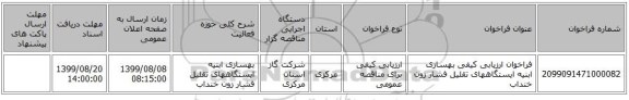 فراخوان ارزیابی کیفی بهسازی ابنیه ایستگاههای تقلیل فشار زون خنداب